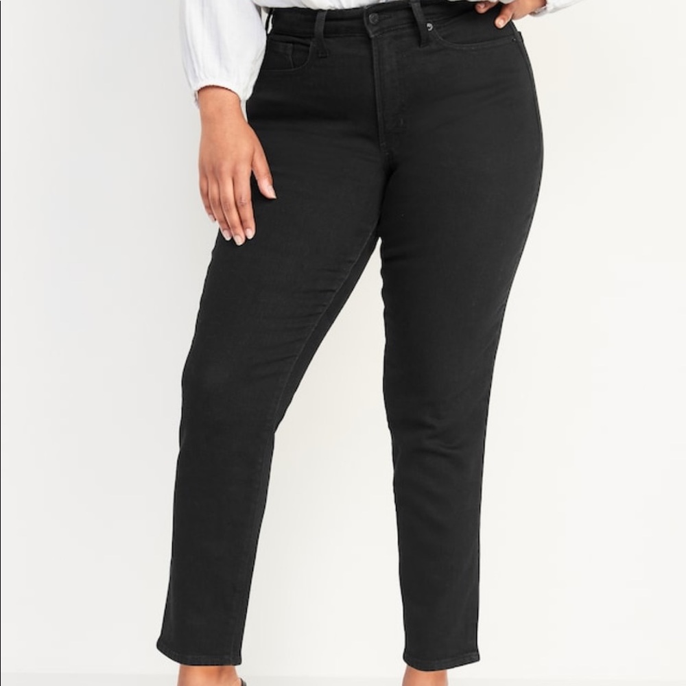 Black high rise straight jeans